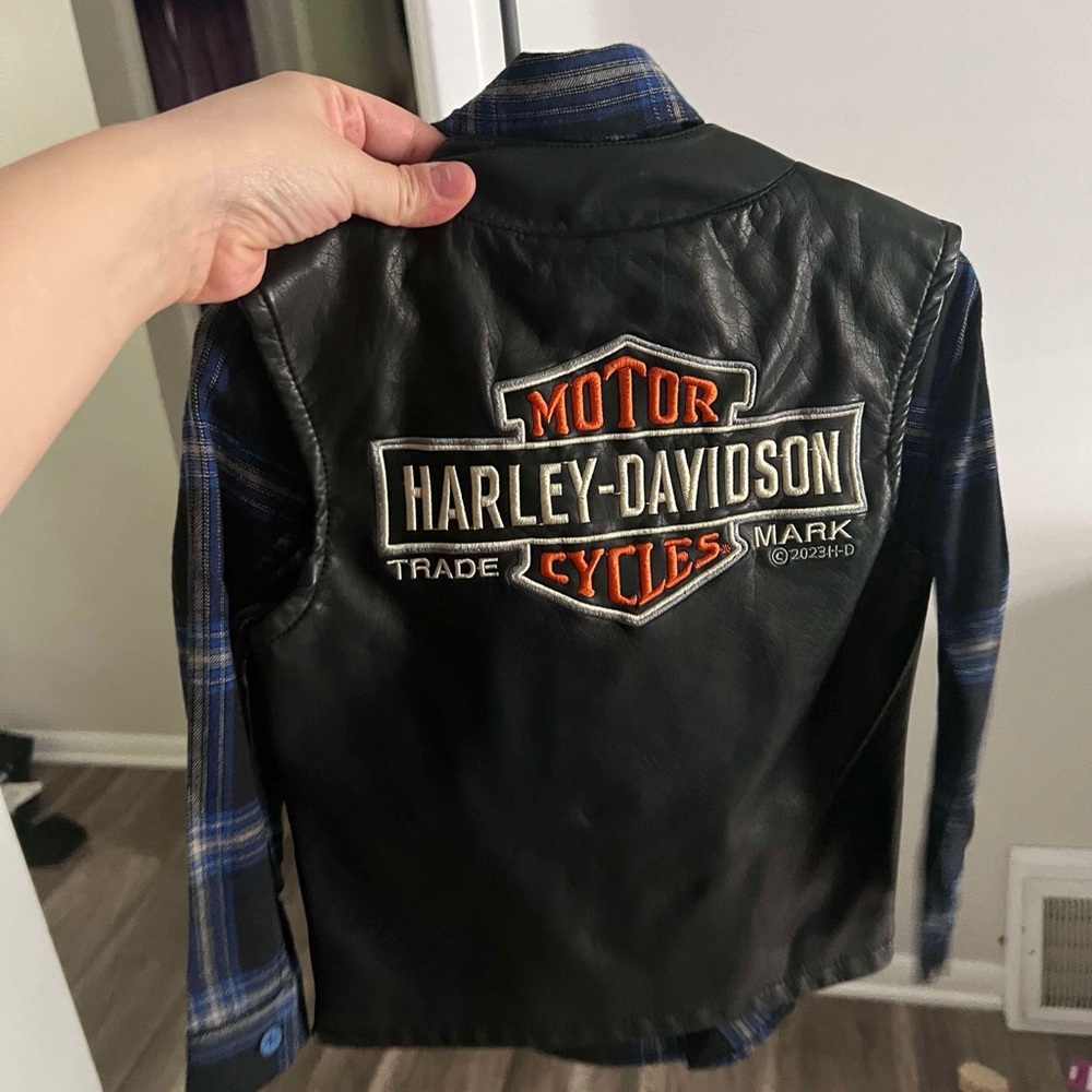 Harley-Davidson Black and Orange Leather Vest